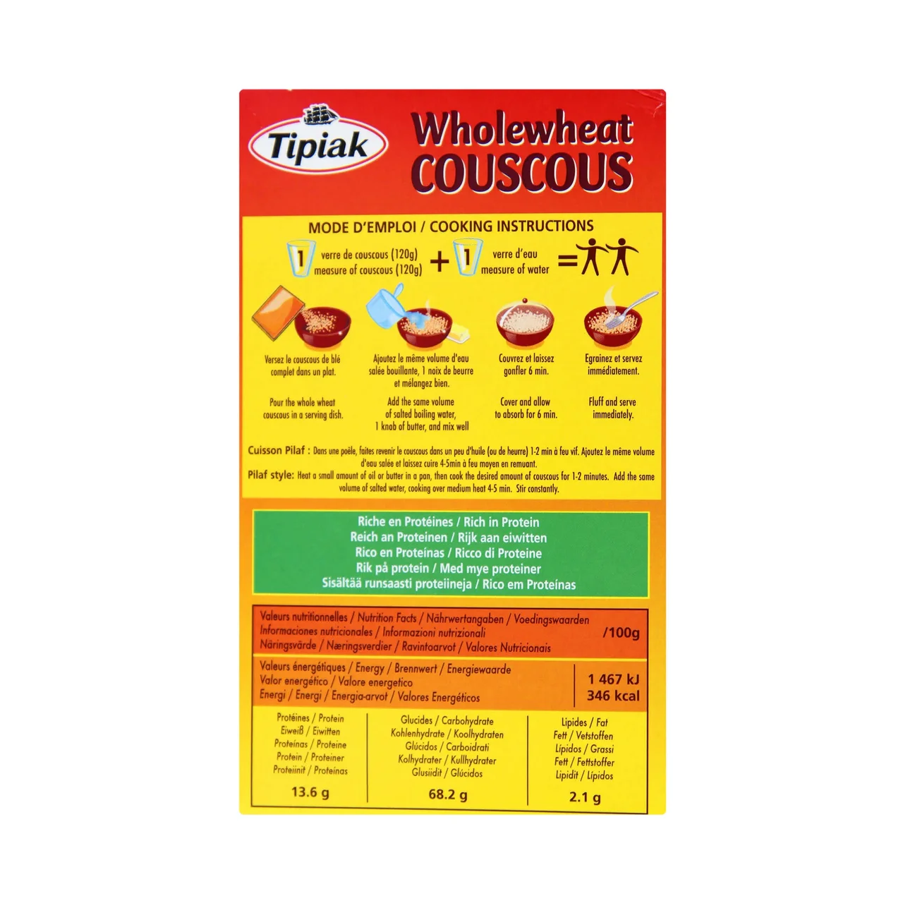 Couscous integral paquete de 500 g.