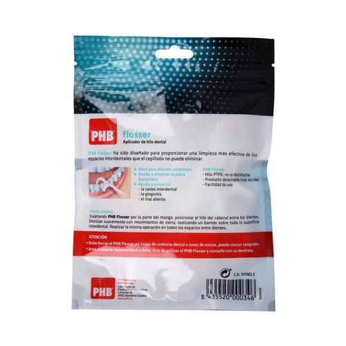 PHB Aplicador de hilo dental, especial para dientes anteriores PHB Flosser 30 uds.