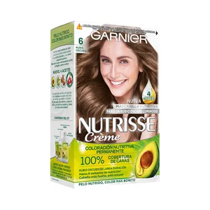 GARNIER Tinte de pelo permanente color rubio oscuro, tono 6 GARNIER Nutrisse créme.