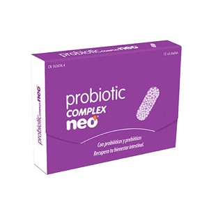 NEO Complex Complemento nutricional con probióticos y prebióticos 15 cápsulas. 80 ml