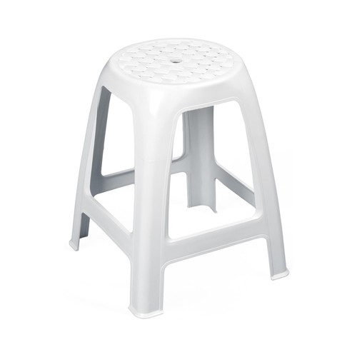 Banqueta de plástico de color blanco, PLASTICOS JOLUCE.