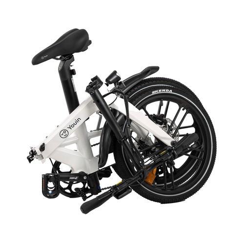 Bicicleta eléctrica plegable YOUIN Marbella Cream, 250W, ruedas 20", autonomía 40Km..