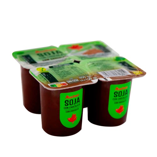 Postre a base de bebida de soja, con chocolate PRODUCTO ALCAMPO 4 x 100 g.