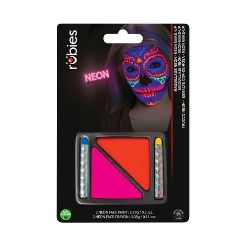 Maquillaje 1 set cosmético, neón bicolor con 2 lápices naranja rosa. RUBIES