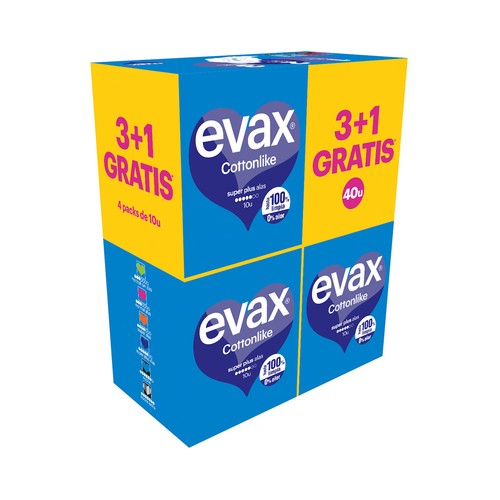 EVAX Compresa super plus con alas EVAX Cottonlike 4 x 10 uds.