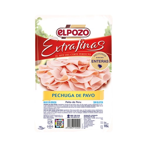 EL POZO Extrafinas Pechuga de pavo cortada en finas lonchas 115 g.