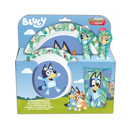 Set micro kids 5 piezas de Bluey (plato,cuenco,vaso 260ml, cubiertos), STOR