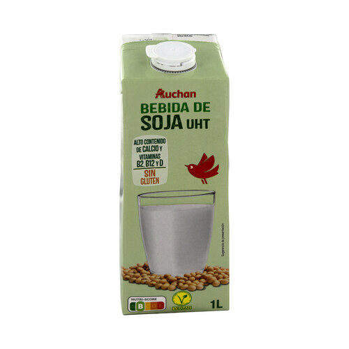 AUCHAN Bebida de soja sin gluten y enriquecida con calcio y vitaminas A y D 1 l. Producto Alcampo