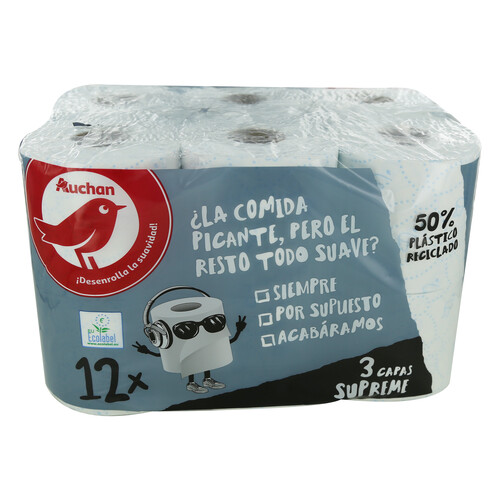 PRODUCTO ALCAMPO Papel higiénico de triple capa PRODUCTO ALCAMPO 12 uds.