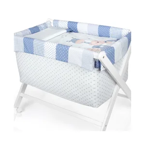 Minicuna de tijera de haya, azul, PISPAS.