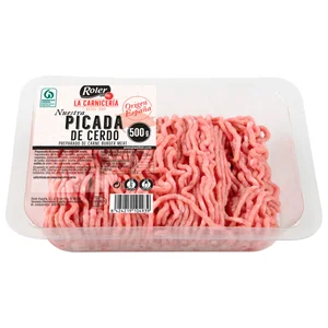 Bandeja de preparado de carne picada (burger meat) de cerdo, elaborada sin gluten ROLER La carniceria 500 g.