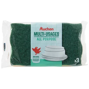 PRODUCTO ALCAMPO Estropajo de fibra verde con esponja 3 uds.