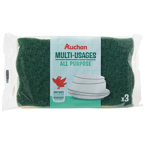 PRODUCTO ALCAMPO Estropajo de fibra verde con esponja 3 uds.