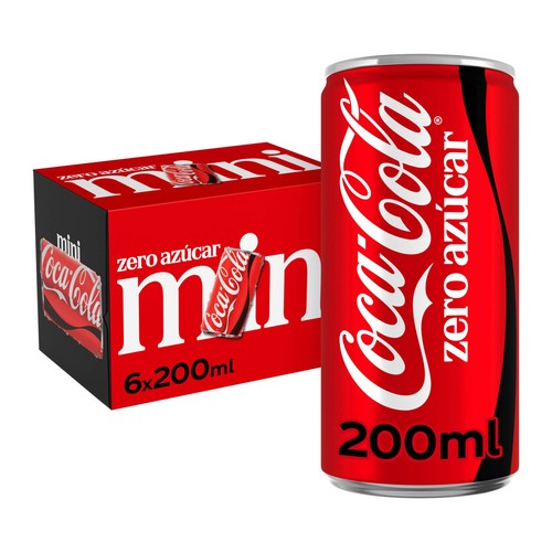COCA COLA Zero azúcar Refresco de cola pack 6 mini latas 20 cl.
