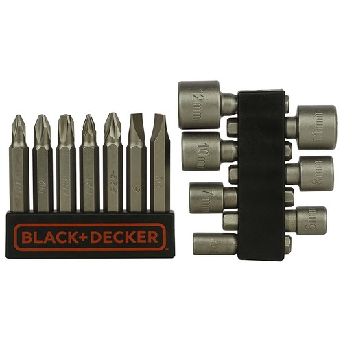 Set para atornillar con 56 piezas, destornillador carraca, BLACK + DECKER A7104.