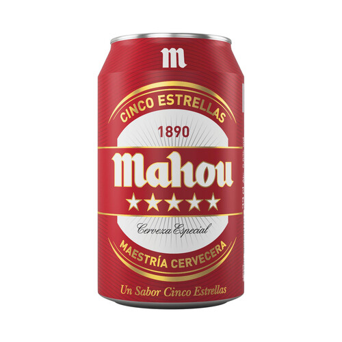 MAHOU 5 ESTRELLAS Cerveza Lata 33 Centilitros