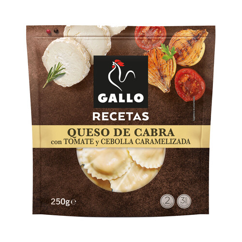 GALLO Soles de pasta fresca al huevo rellenos de queso de cabra con tomate y cebolla caramelizada GALLO Recetas 250 g.
