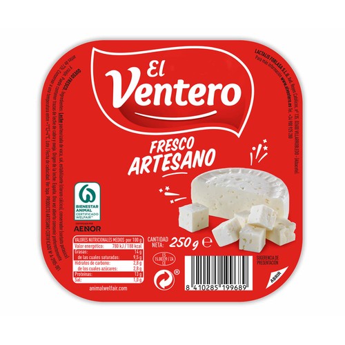 EL VENTERO Queso fresco EL VENTERO tarrina de 250 g.