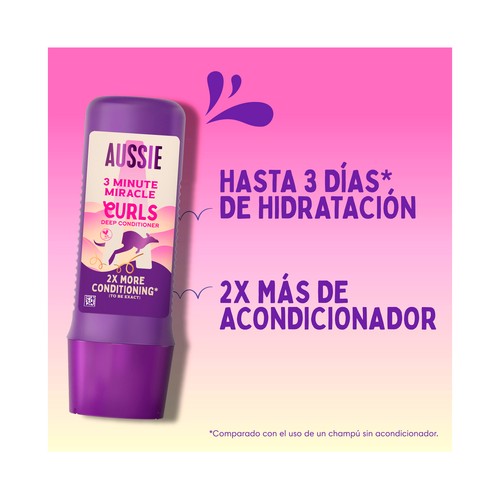AUSSIE 3 minute miracle curls Acondicionador hidratante para cabellos rizados o con ondas 250 ml.