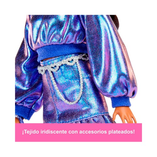 BARBIE Deluxe Metallic Muñeca con Jersey Azul +4 Años