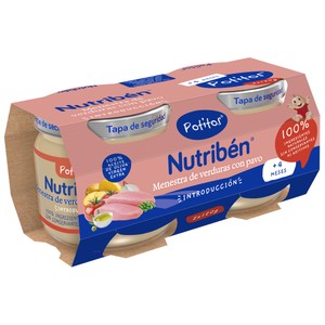 NUTRIBÉN Introducción Potitos® de menestra de verduras con pavo, a partir de 4 meses 2 x 120 g.