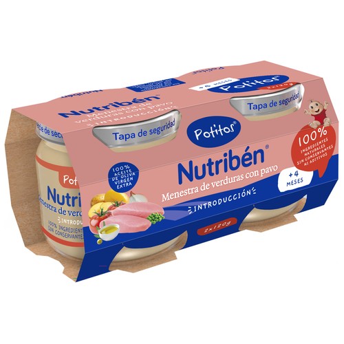 NUTRIBÉN Introducción Potitos® de menestra de verduras con pavo, a partir de 4 meses 2 x 120 g.