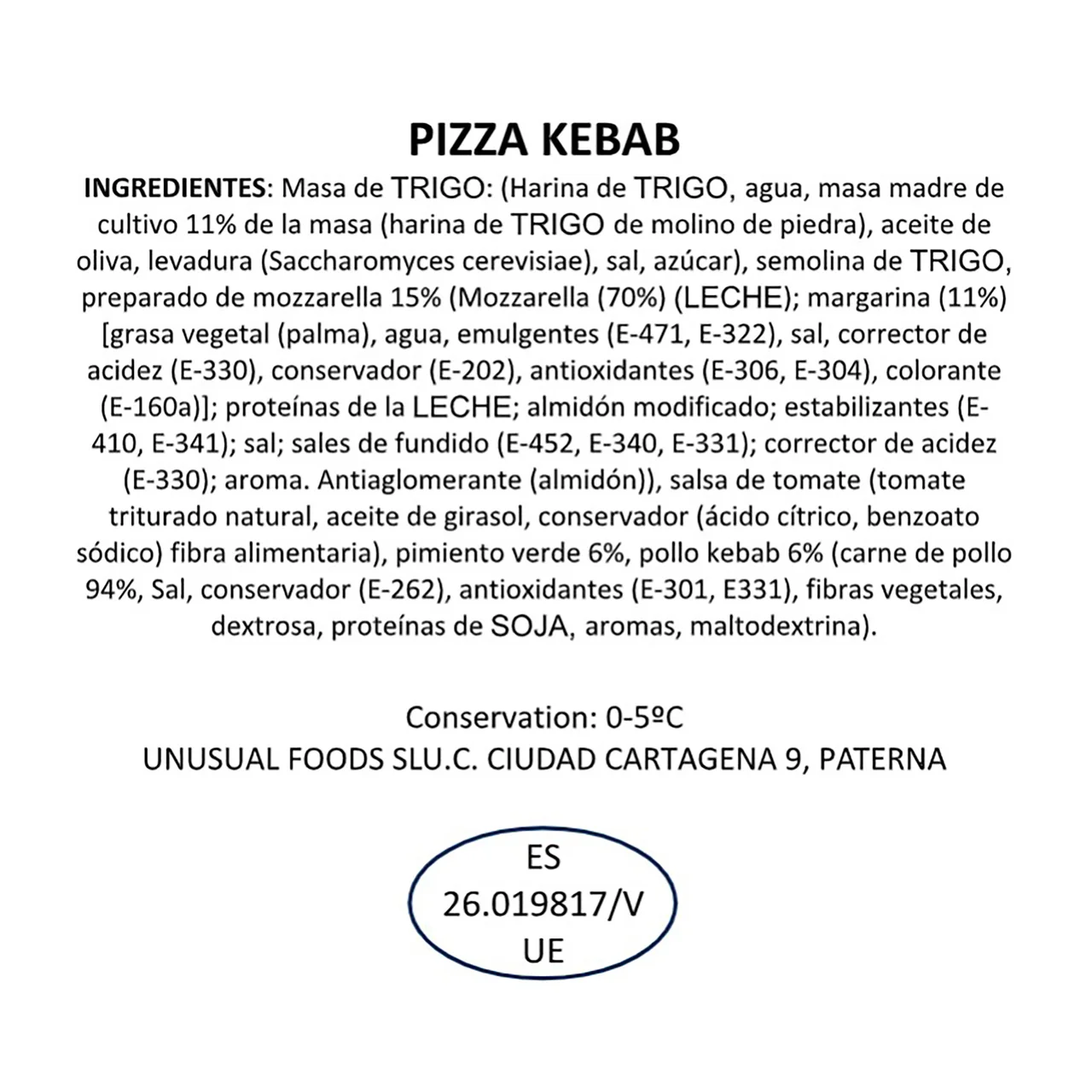 Pizza artesana de pollo kebab mozzarella y pimiento 420 g.