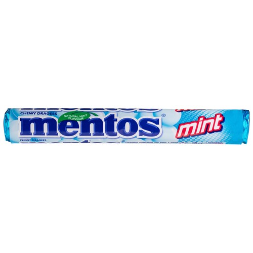 MENTOS Roll de caramelos masticables de menta, con ingredientes naturales 3 x 38 g.