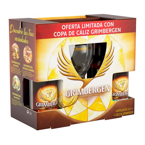 GRIMBERGEN Estuche cerveza 4 uds x 33 cl + copa.