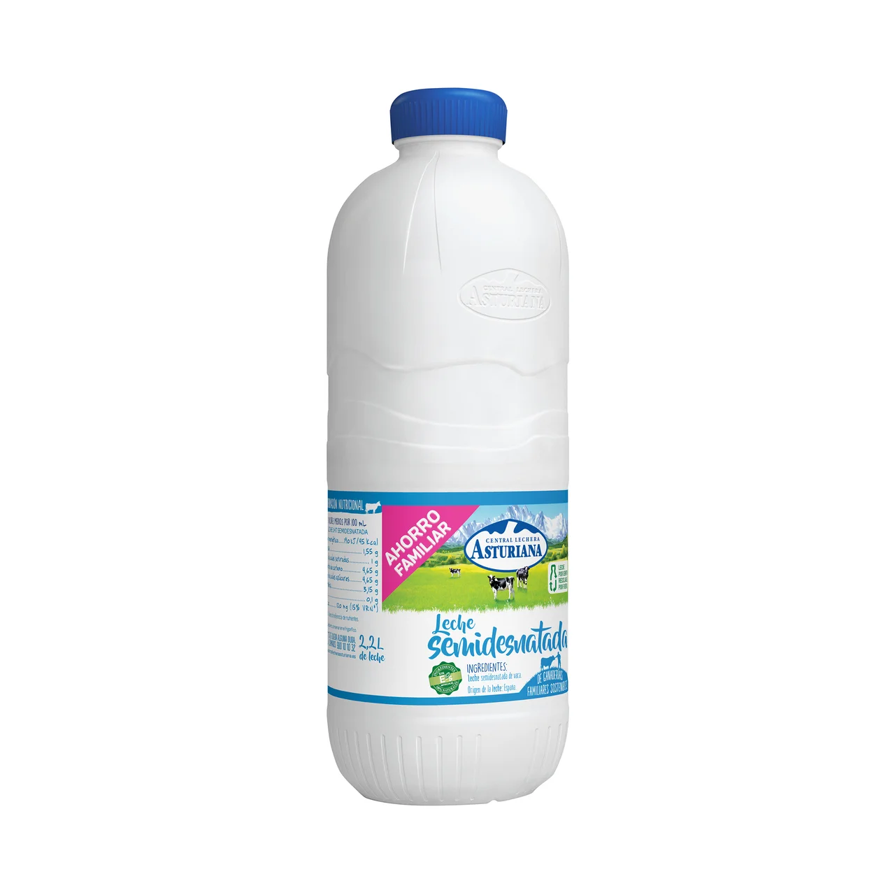 Leche semidesnatada de vaca, de origen española 2.2 l.