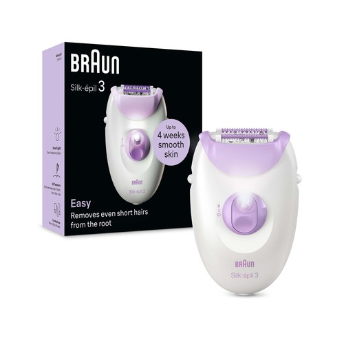 Depiladora eléctrica con cable BRAUN Silk-épil 3-000, 2 velocidades, sistema 20 pinzas, puntas SoftLift.