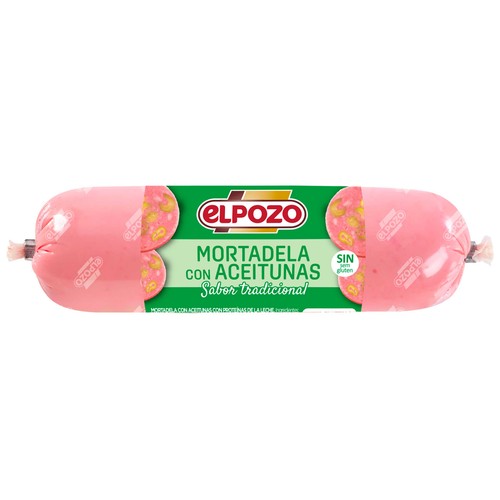 EL POZO Mortadela con aceitunas mini, sin gluten y con sabor tradicional 300 g.