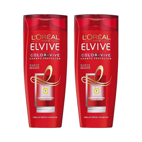 Champú protector para cabellos teñidos o con mechas ELVIVE Color vive 2 x 380 ml..