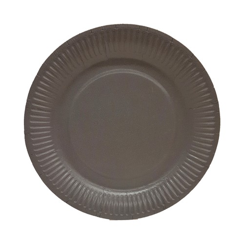 Platos desechables de cartón color gris, 18cm., 10 unidades, ACTUEL.