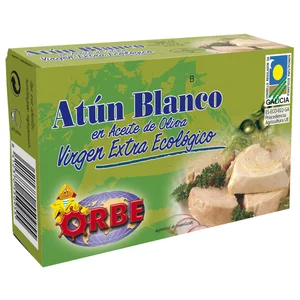 Atún blanco en aceite de oliva virgen extra ecológico ORBE 72 gr,