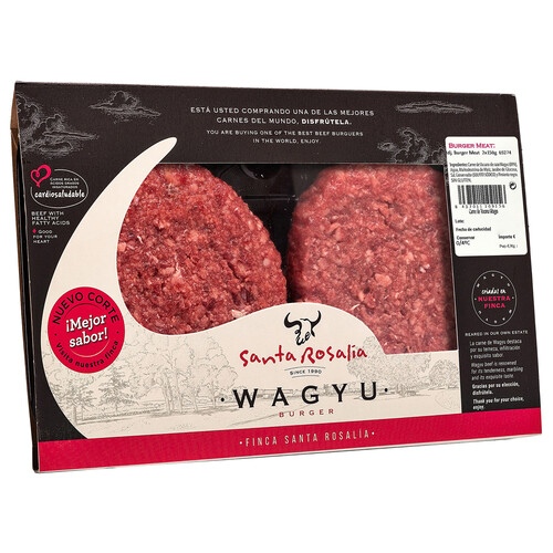 Burguer meat de carne de vacuno raza wagyu SANTA ROSALIA 2 x 150 g.