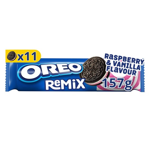 OREO Galletas de cacao rellenas de crema de Vainilla y frambuesa 157 g.