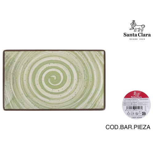 Fuente rectangular 25x15cm melamina, modelo Loop verde ELITE
