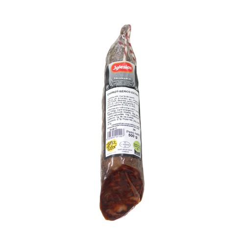 IGLESIAS Chorizo cular ibérico de calidad extra (3 meses de curación) y sin gluten IGLESIAS 500 g.
