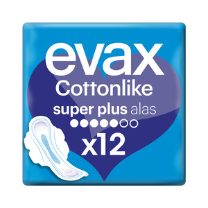 Imagen de EVAX Compresas super plus con alas EVAX Cottonlike 12 uds.