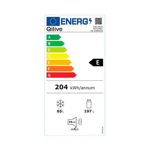 Frigorífico combi QILIVE Q.6623 CÍCLICO, clasificación energética: E, H: 177,3cm, A: 54,7cm, F: 56,8cm, capacidad total: 262L.
