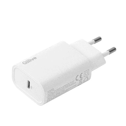 Cargador de casa QILIVE 600183059, 1 USB-C, 30W, color blanco.
