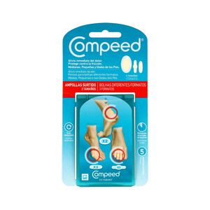 Imagen de COMPEED Apósito antiampollas de diferentes tamaños (medianas, pequeñas y dedos) COMPEED 5 uds.