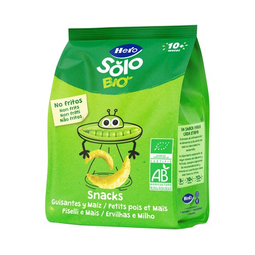 HERO Solo bio Snacks de guisantes y maíz de origen 100% ecológicos, a partir de 10 meses 40 g.