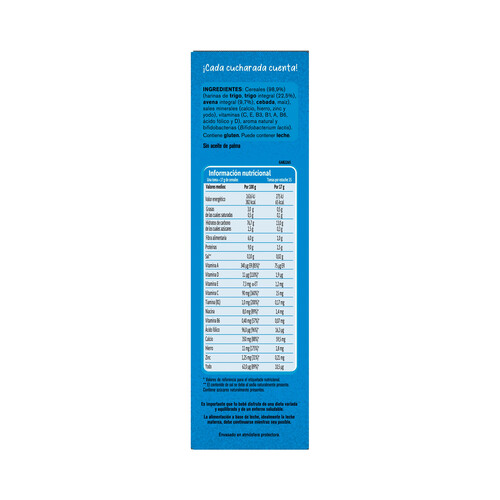 GERBER Papilla multicereales con cereales integrales (trigo, avena, cebada y maíz), a partir de 6 meses GERBER 270 g.