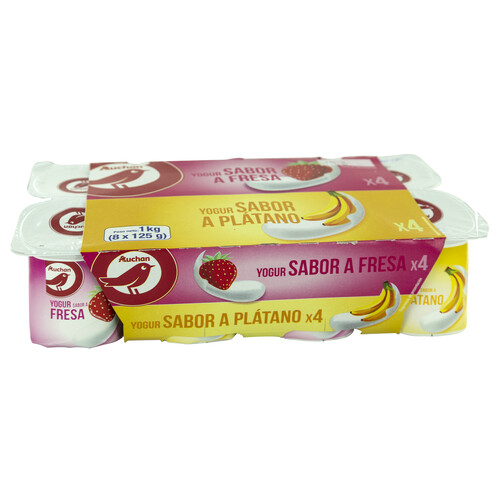 Yogur con sabores variados (4 de fresa y 4 de plátano) PRODUCTO ALCAMPO 8 x 125 g.