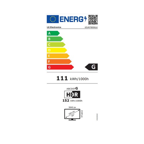 Televisión 165,1cm (65") LED LG 65UR76006, 4K, Procesador Alta Potencia, HDR10 / Dolby Digital Plus, Smart TV webOS23.