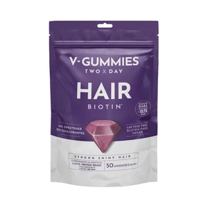 V-GUMMIES Hair Complemento nutricional sin edulcorantes, con biotina y sabor a frutos rojos 50 uds.