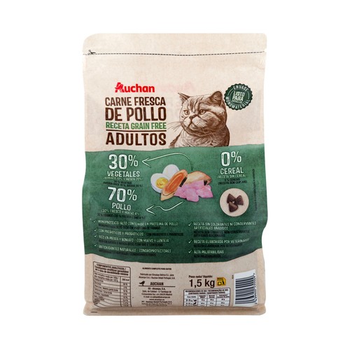 PRODUCTO ALCAMPO Grain free Alimento completo para gatos adultos a base de pollo 1.5 kg.