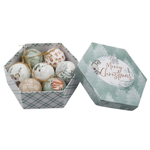 Set 7 Bolas de papel 7,8cm decoración para Árbol de Navidad, ACTUEL